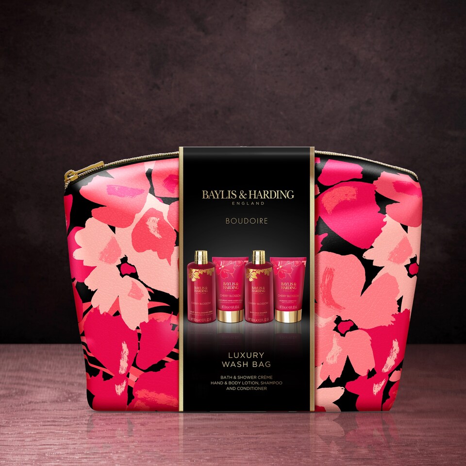 image 1 of Baylis & Harding Boudiore Cherry Blossom Luxury Wash Bag Gift Set