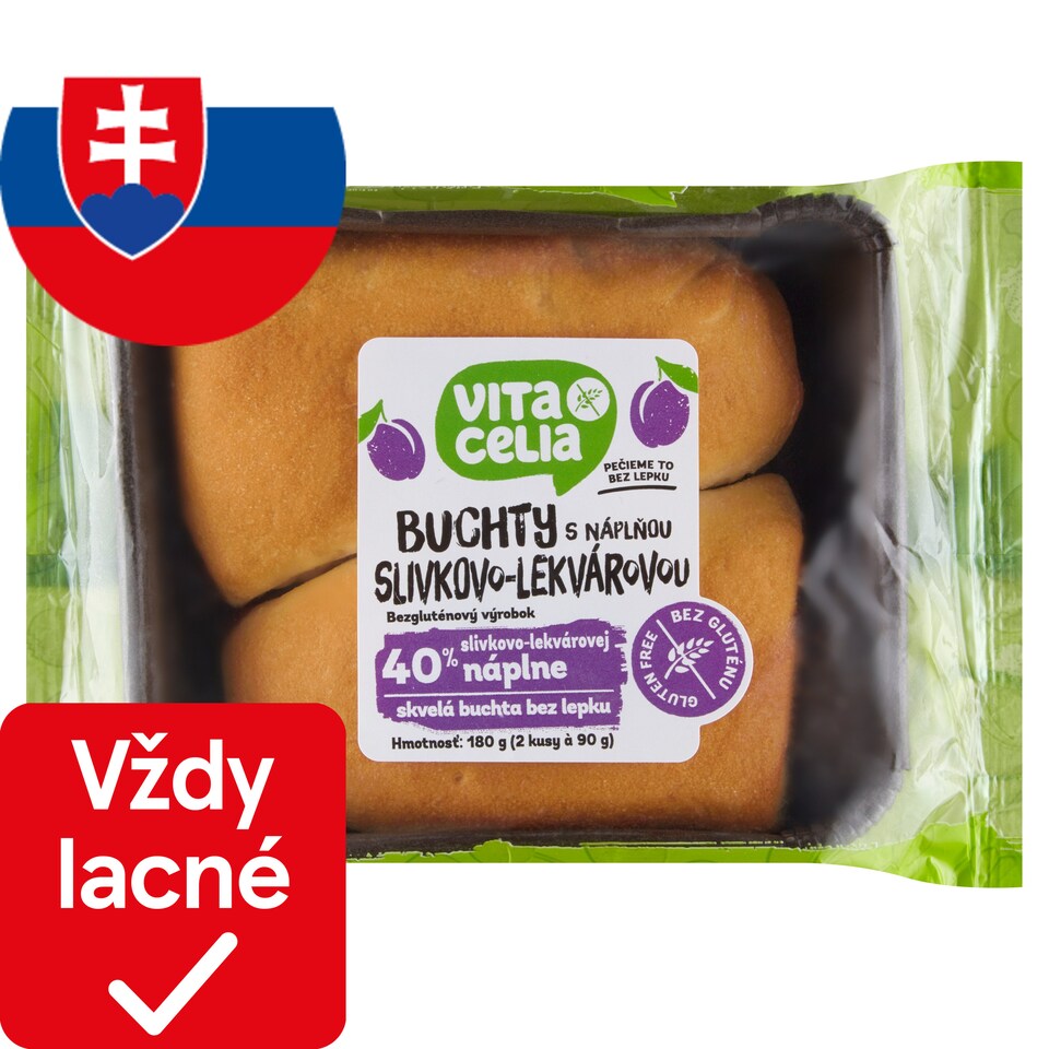 Vitacelia Buchty bezgluténové s náplňou slivkovo-lekvárovou 2 x 90 g (180 g)