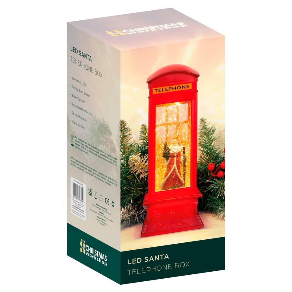 Christmas Workshop LED Santa Telephone Box 
