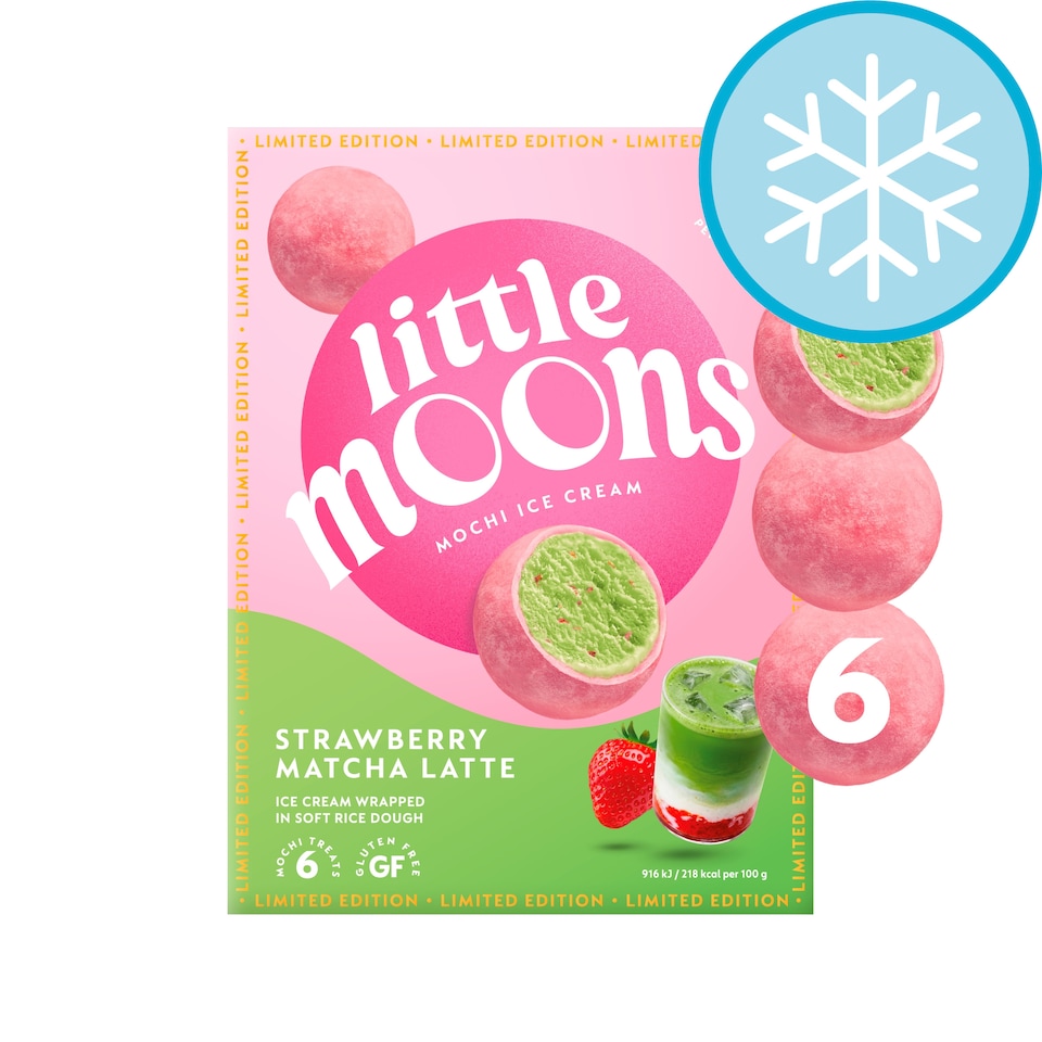 Little Moons Strawberry Matcha Mochi Ice Cream Frozen Snack 6 x 30g