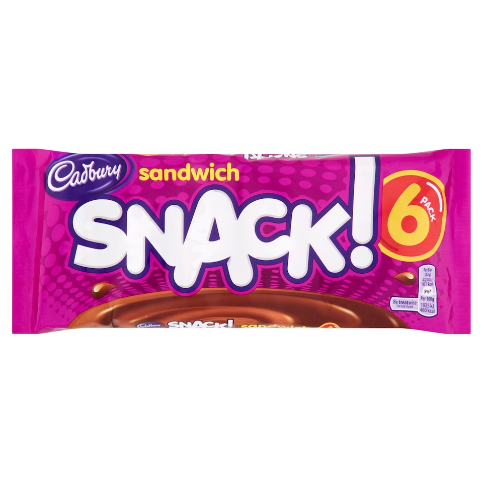 Cadbury Snack Sandwich Chocolate Biscuits Multipack, 6 Pack 132g