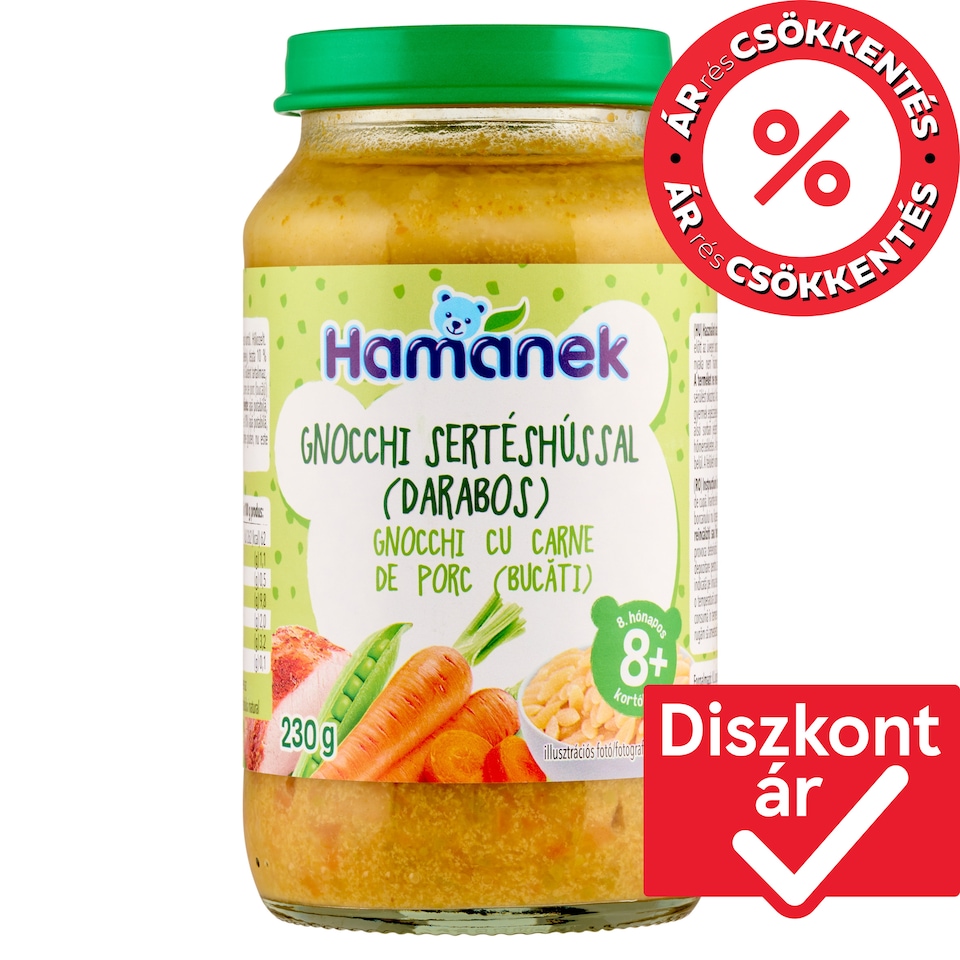 Hamánek gnocchi sertéshússal bébiétel 8+ hónapos kortól 230 g