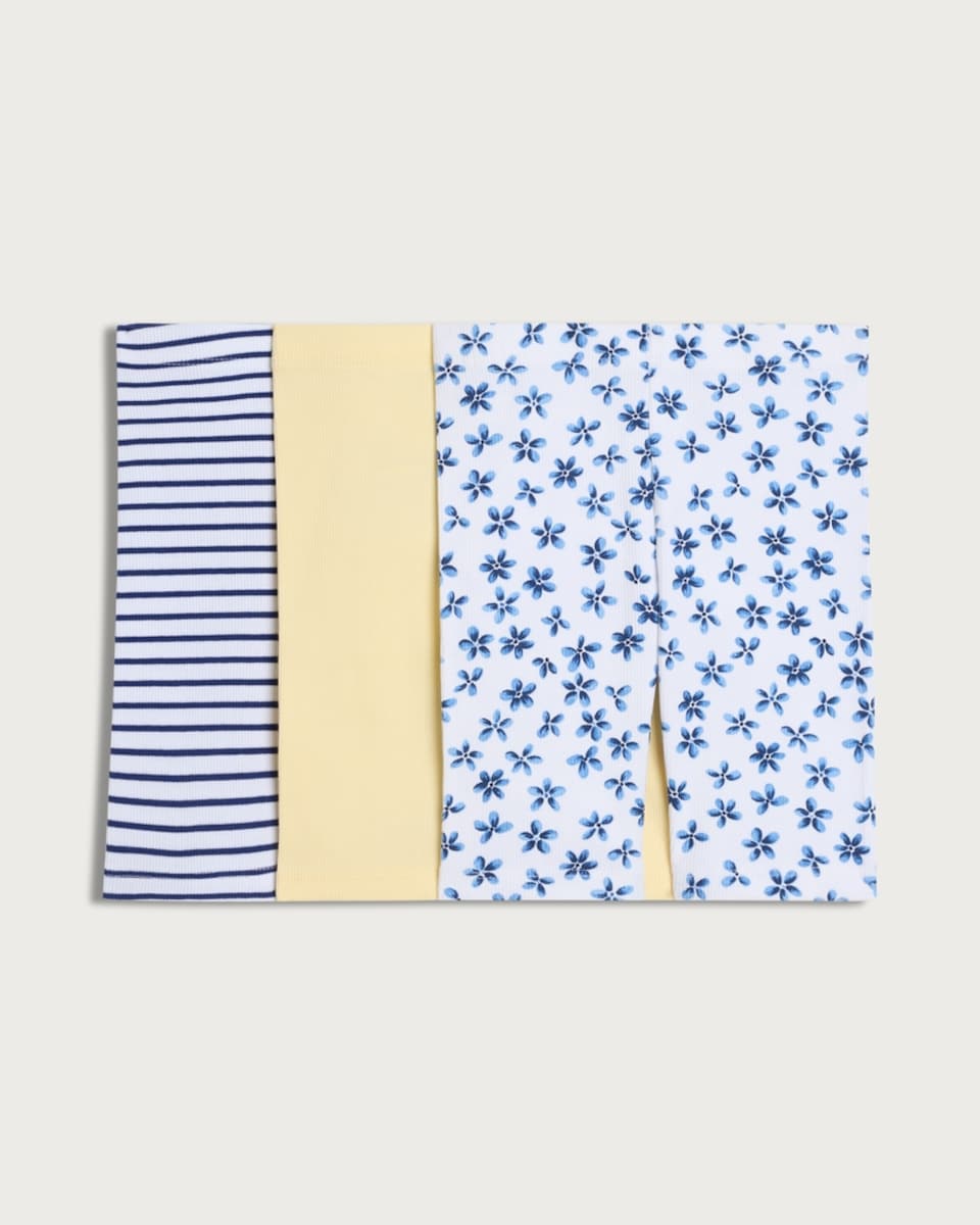 image 1 of F&F Girls 3-Pack Cotton Rich Printed Cycling Shorts in Multi Blue