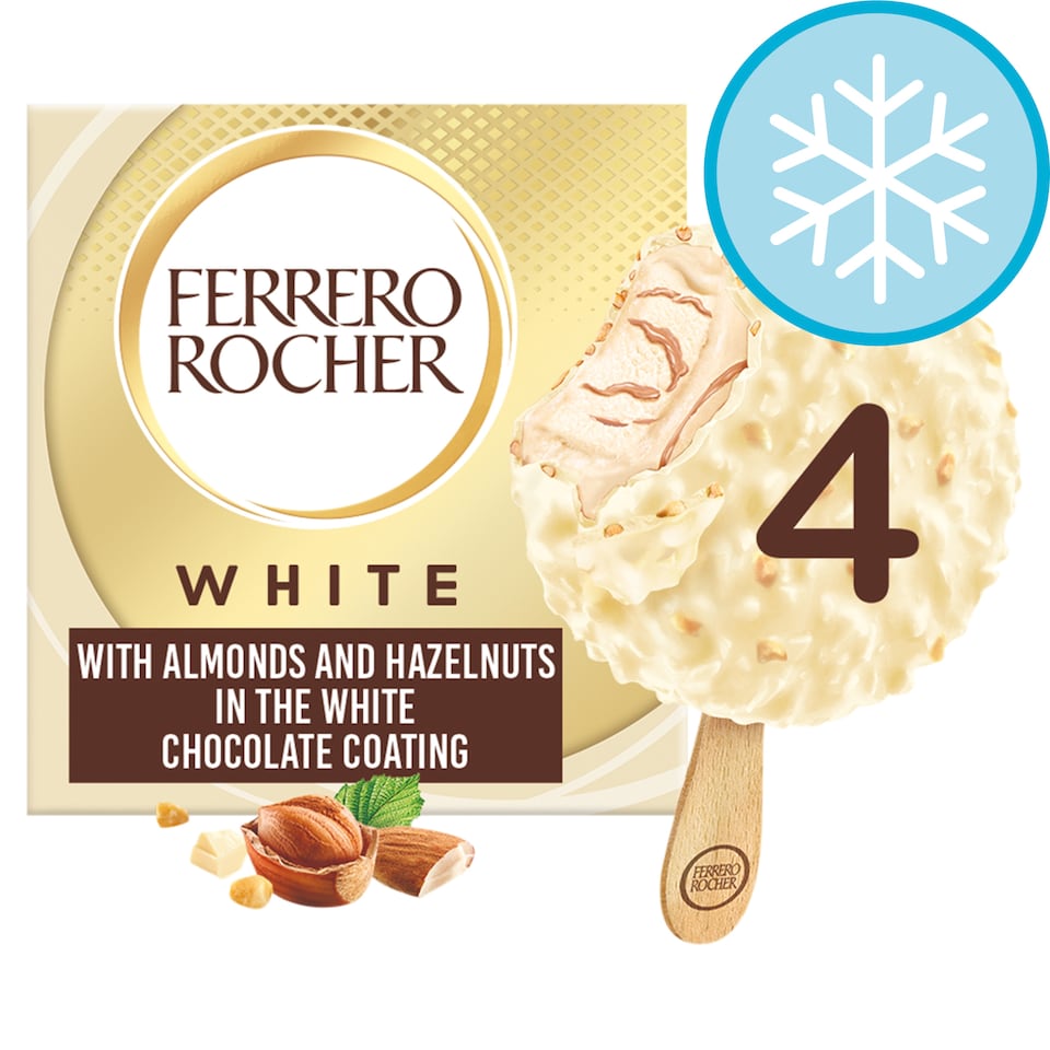 Ferrero Rocher White Chocolate Ice Cream Sticks - 4 x 70ml