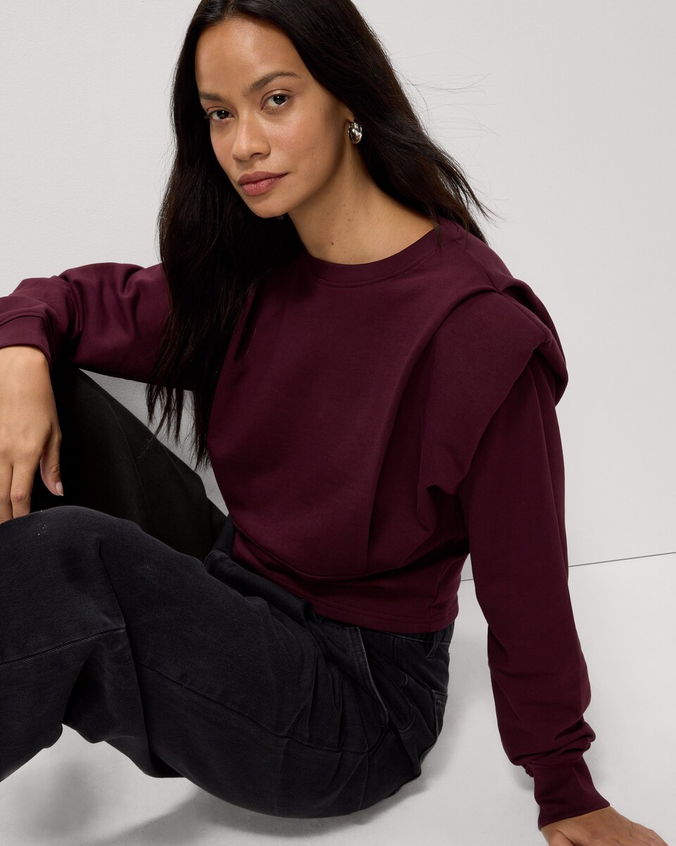 image 1 of F&F Pure Cotton Shoulder Pad Sweatshirt in Purple
