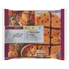 Tesco Finest Free From Hot Cross Buns - Chocolate Orange 4 Pack