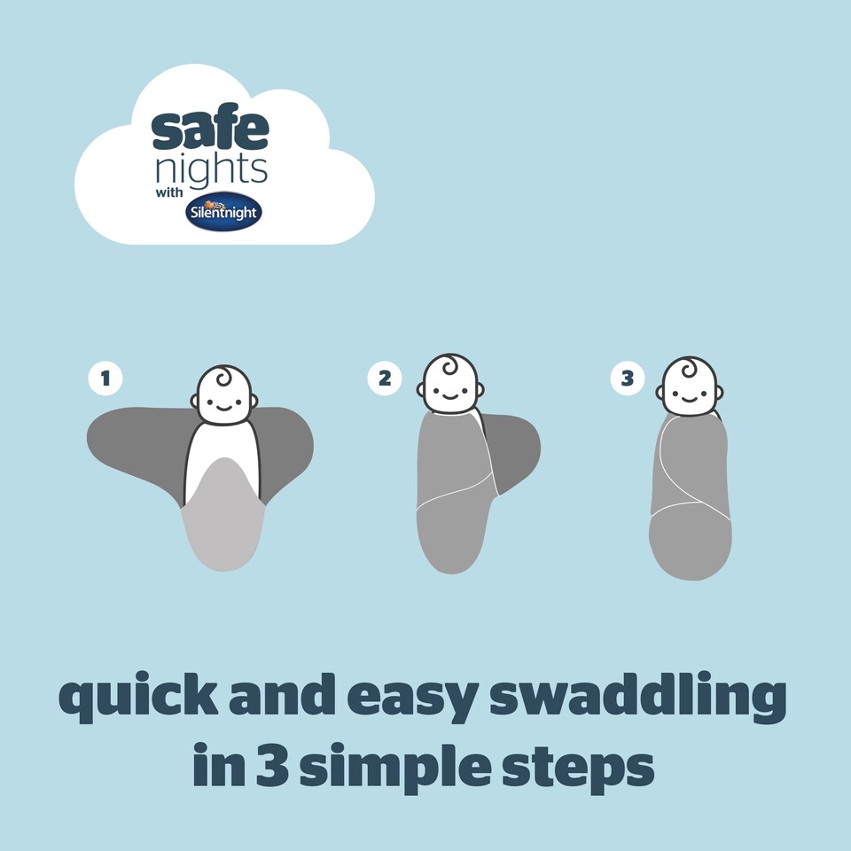 image 1 of Silent Night Swaddle Wraps 0-3 Month Grey 3 Pack