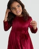 image 1 of F&F Girls Velour Long Sleeved Bow Dress in Red