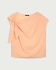 image 4 of F&F Textured Tie Shoulder Blouse in Coral
