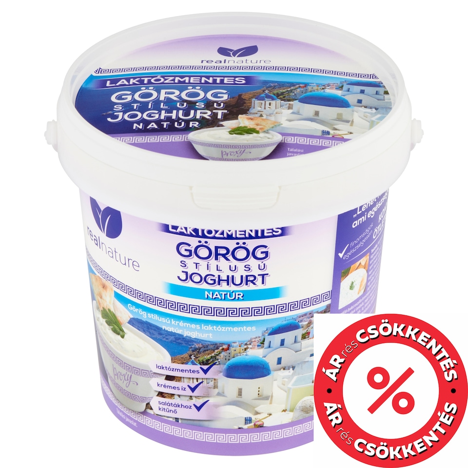 Real Nature Proxy görög stílusú krémes laktózmentes natúr joghurt 1 kg