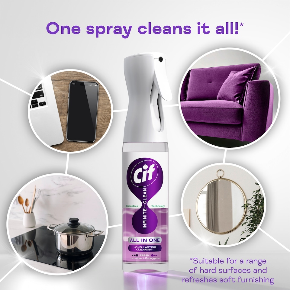 image 1 of Cif Infinite Clean All in One: Fresh Lavender and Eucalyptus Reload 280ml