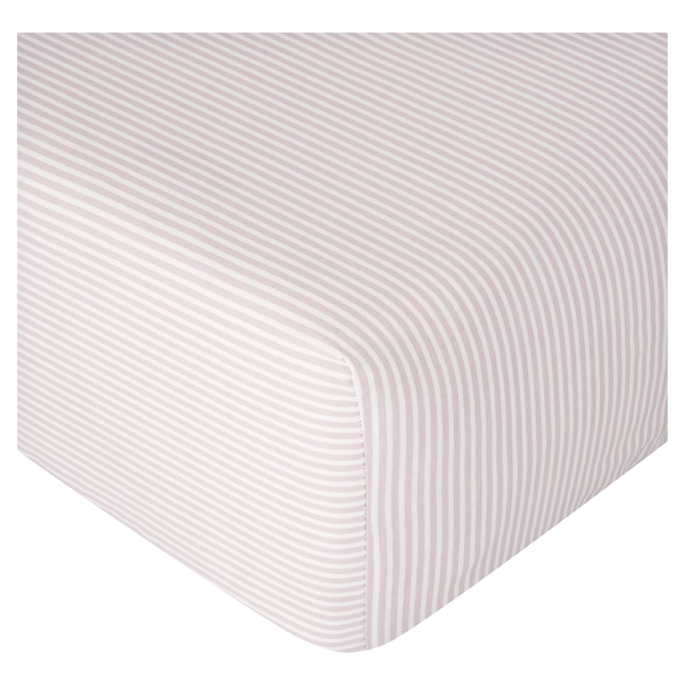 F&F HOME 100% Cotton Grey Stripe Fitted Sheet Super King