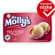 Ms Molly's Mrazený krém s kakaovou, jahodovou a vanilkovou príchuťou 2 l