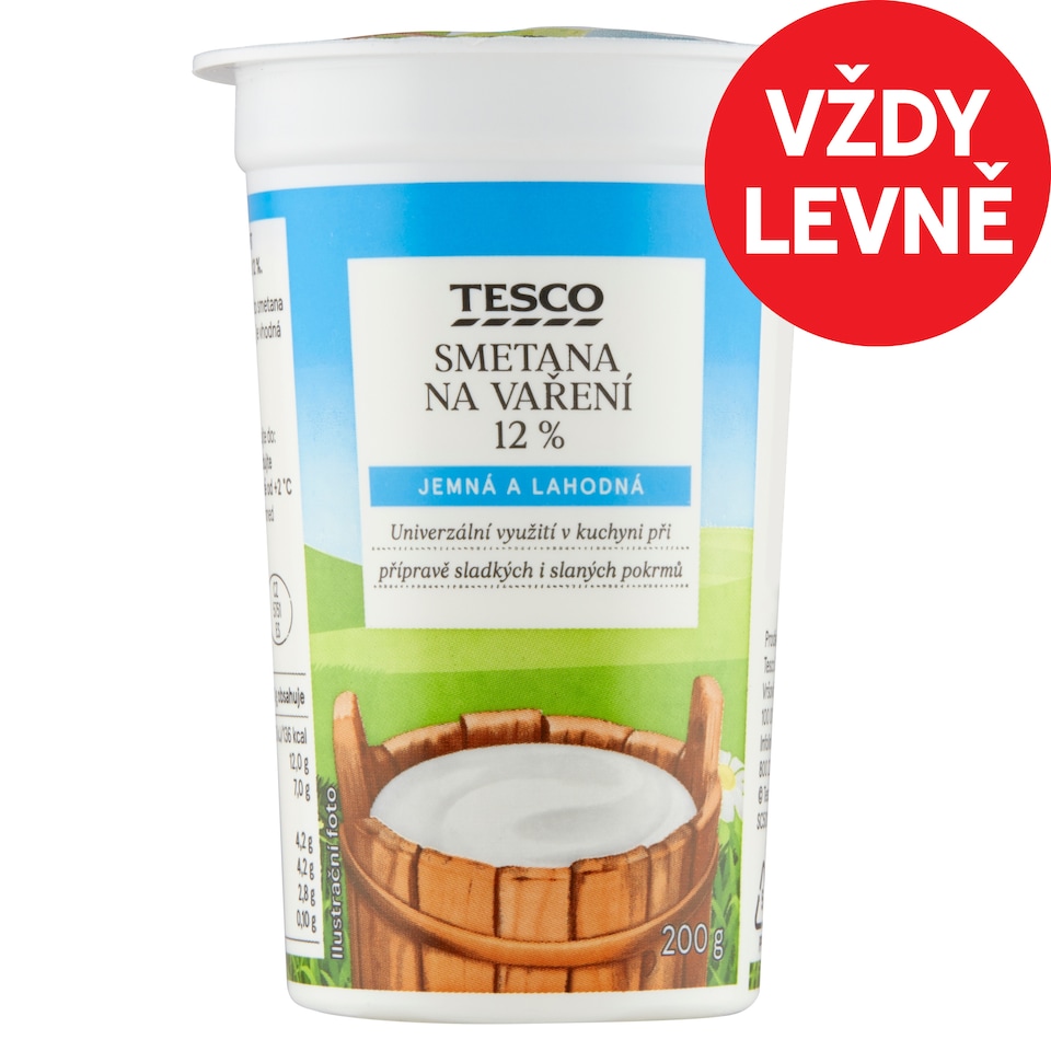 Tesco Smetana na vaření 12 % 200g