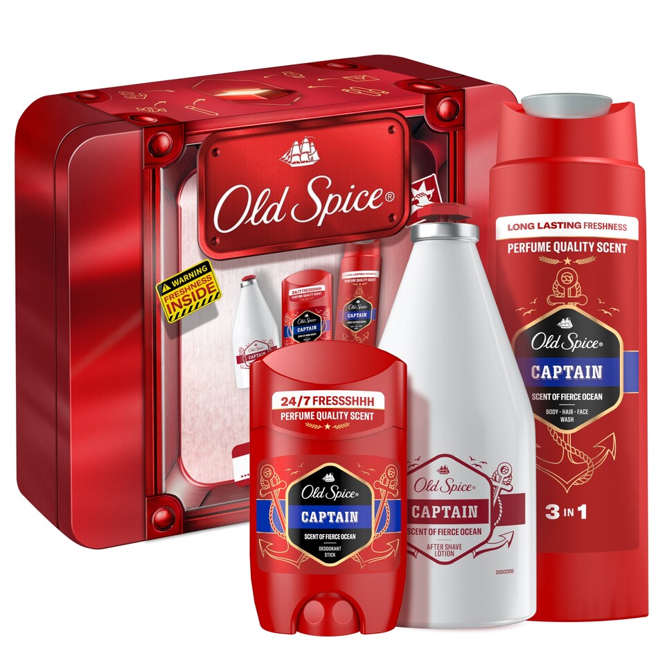 obrázok 1 z Old Spice Darčeková Súprava V Kovovej Škatuľke: Tuhý Dezodorant, Sprchový Gél A Voda Po Holení