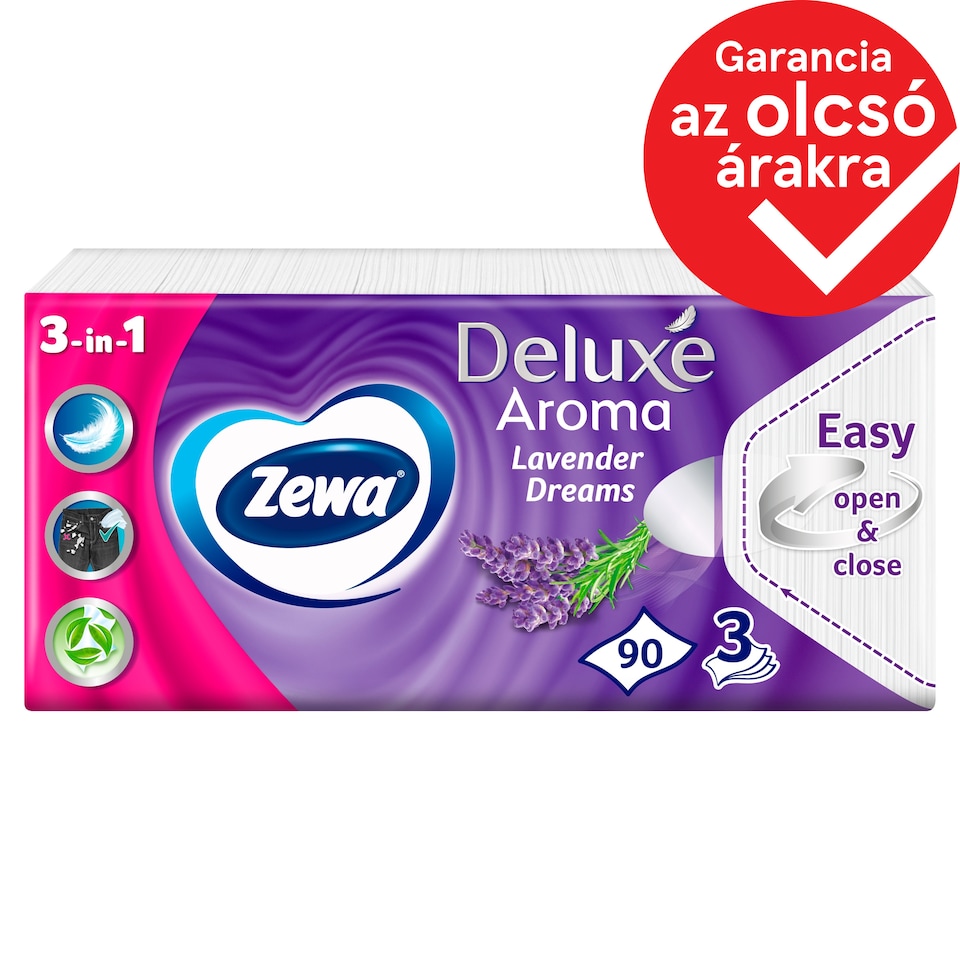 image 1 of Zewa Deluxe Lavender Dreams Scented Handkerchiefs 3 Ply 90 pcs