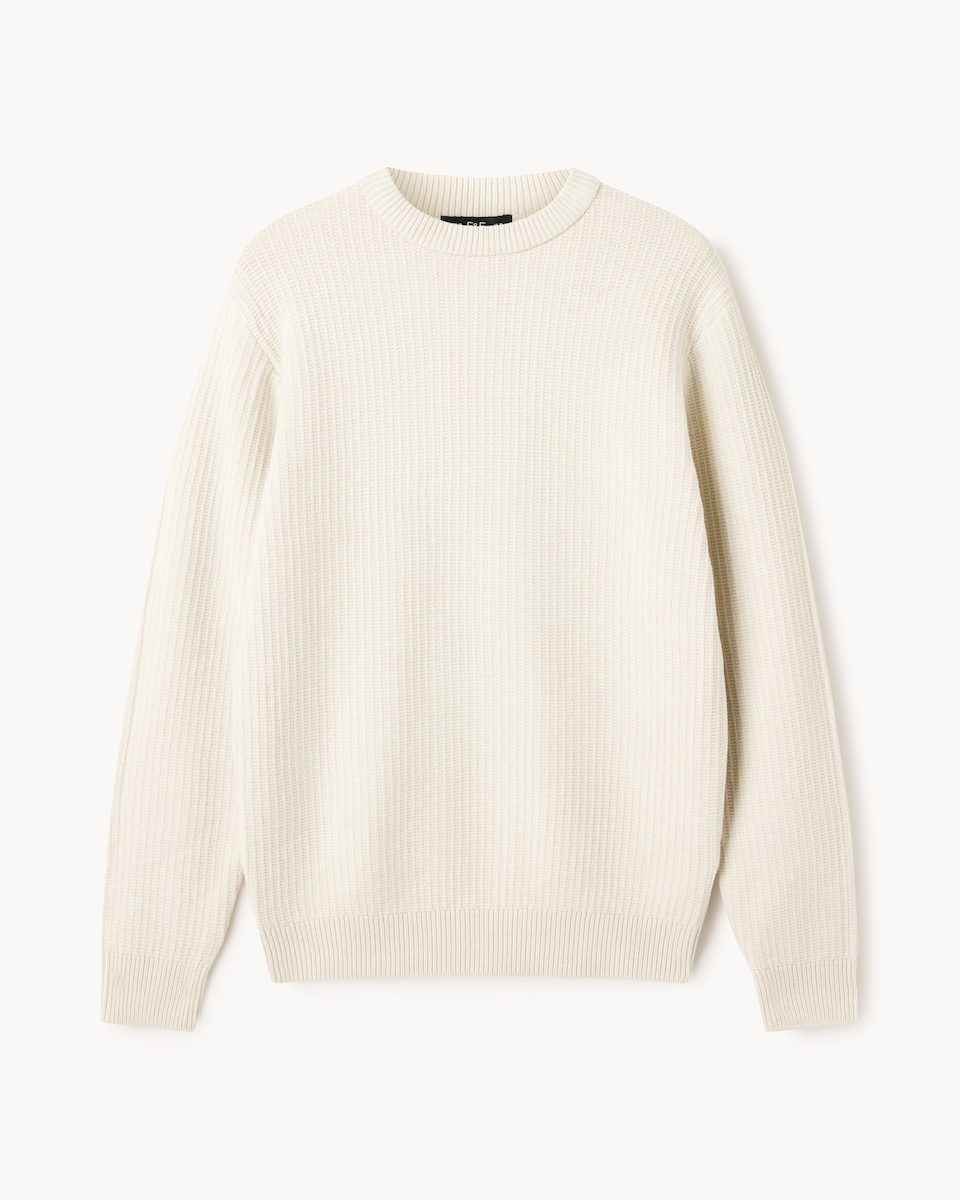 image 1 of F&F Ladder Stitch Crew Neck Jumper in Ecru