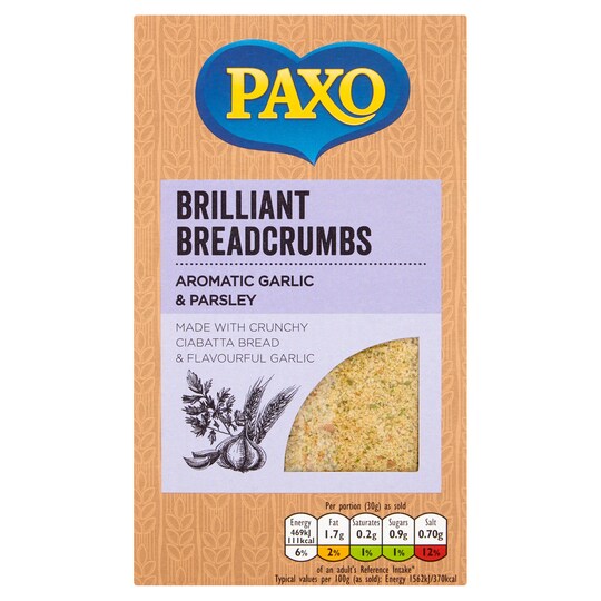 Paxo Garlic & Parsley Breadcrumbs 120G Tesco Groceries
