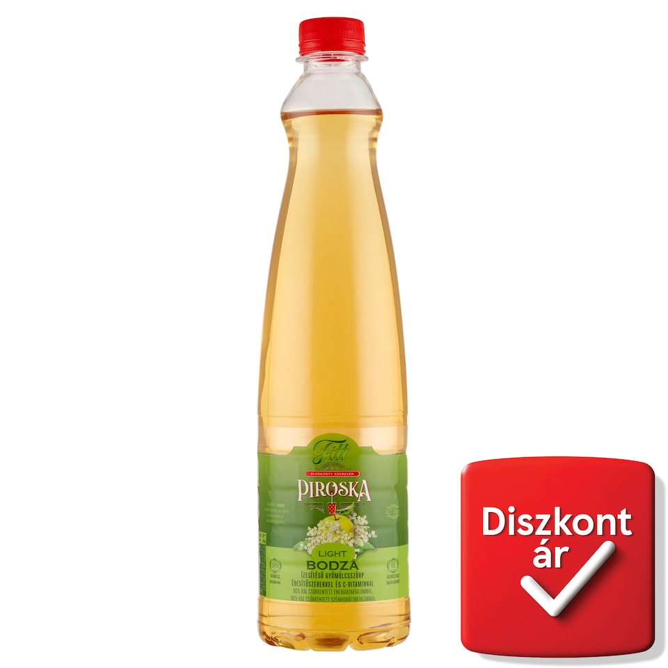 Piroska Fitt Light bodza ízesítésű gyümölcsszörp édesítőszerekkel és C-vitaminnal 0,7 l