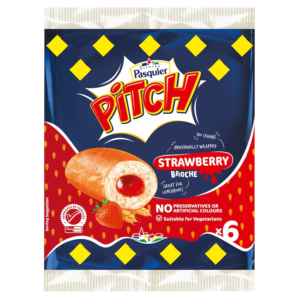 Brioche Pasquier Pitch Strawberry Brioche Roll 6 Pack 225g