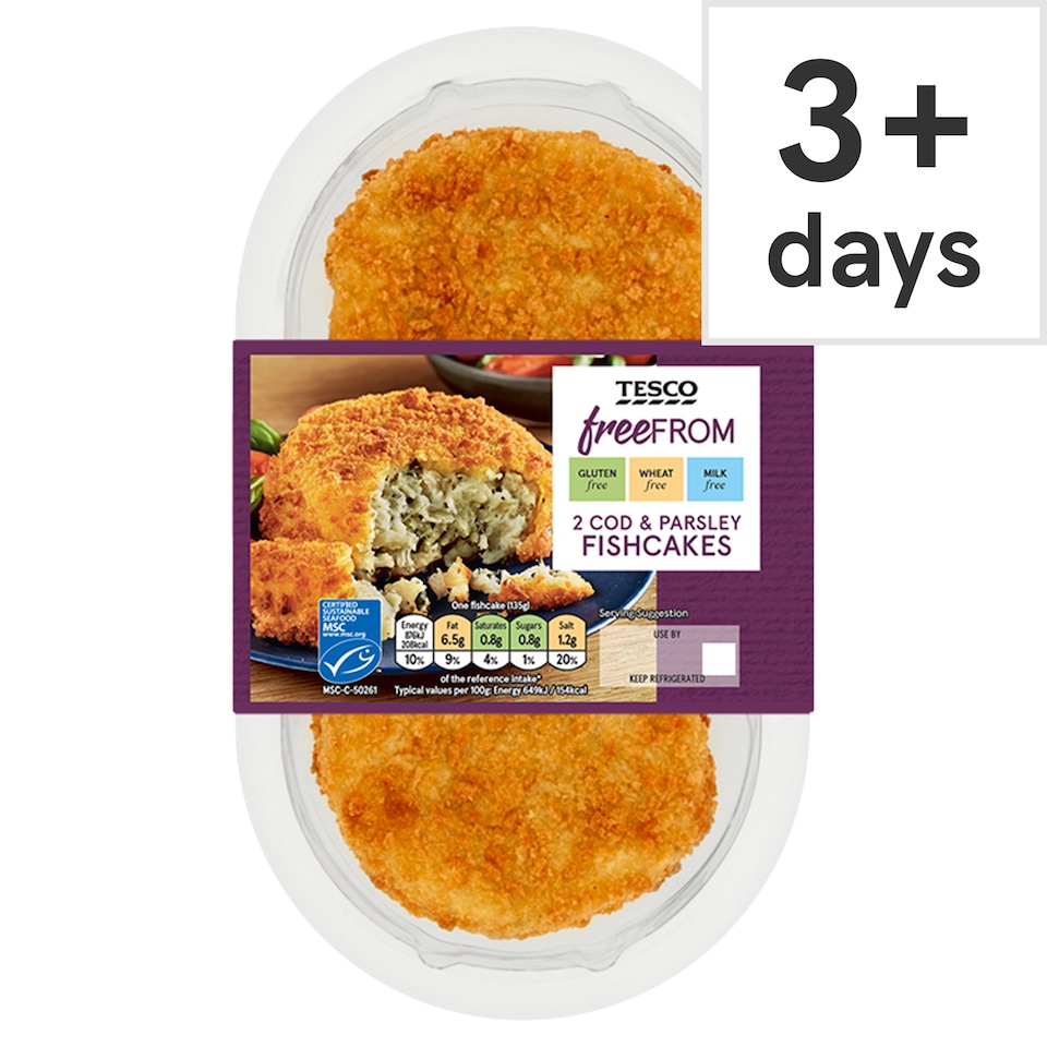 Tesco Free From Cod & Parsley Fishcake 270G
