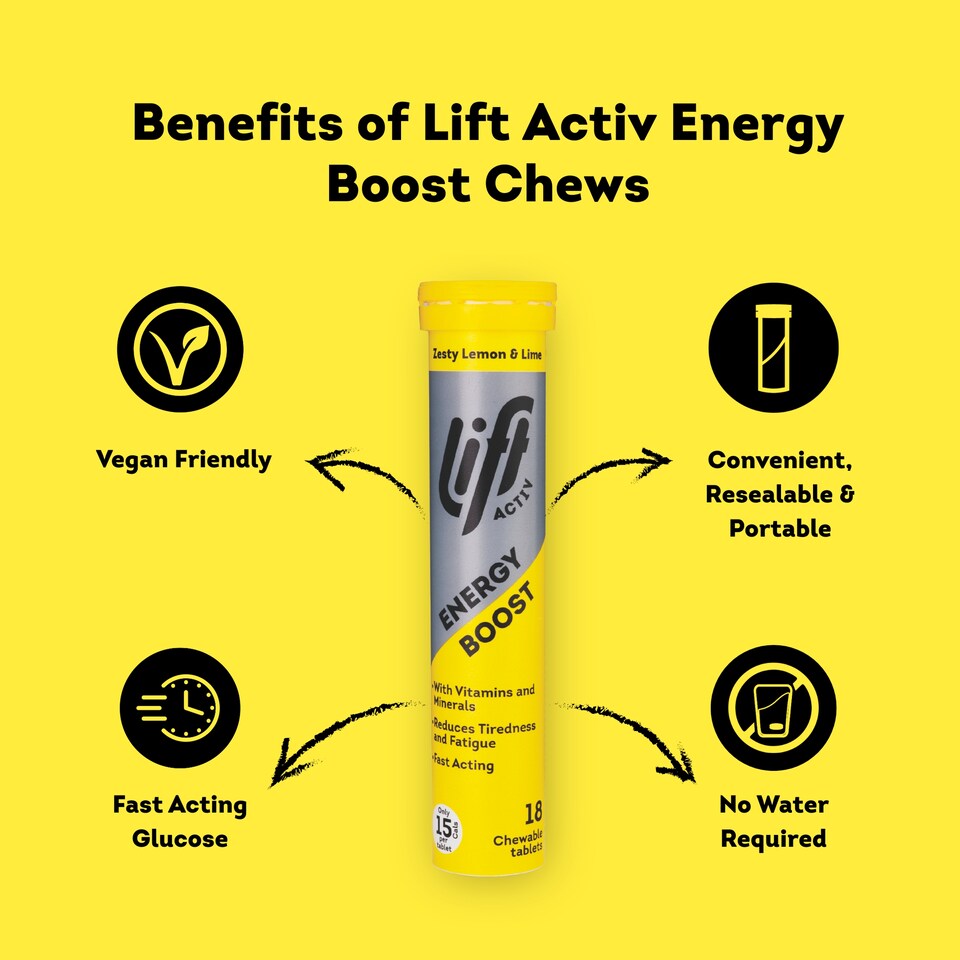 image 1 of LiftActiv Energy Boost Chewable Tablets - Zesty Lemon & Lime 18s