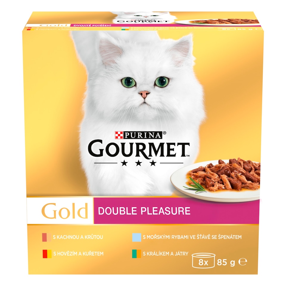 obrázok 1 z Gourmet Gold konzervy pre mačky hovädzie a kura, králik a pečeň, morské ryby, kačica, morka 8 x 85 g