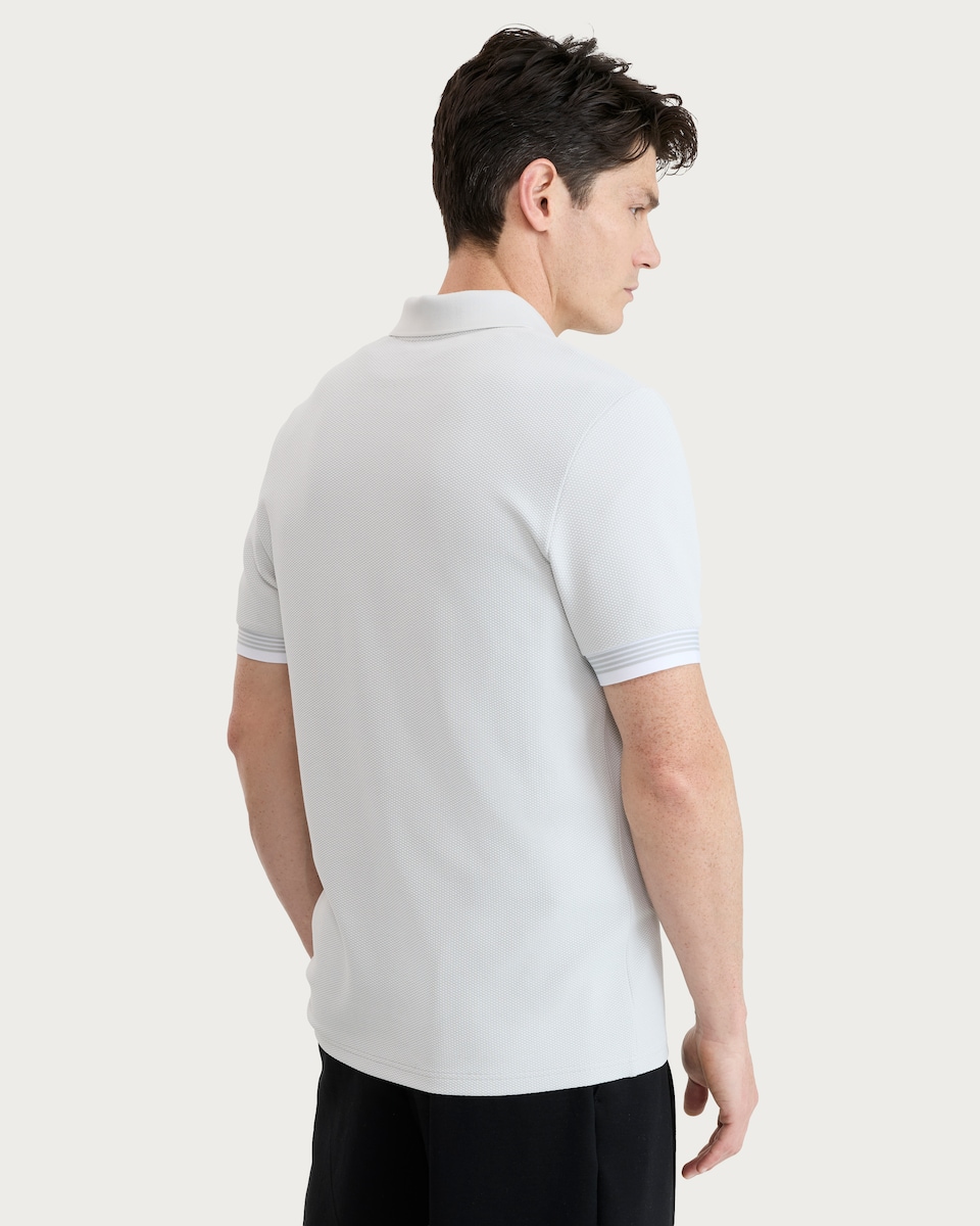 image 1 of F&F Textured Zip Neck Short Sleeved Polo Shirt in Grey