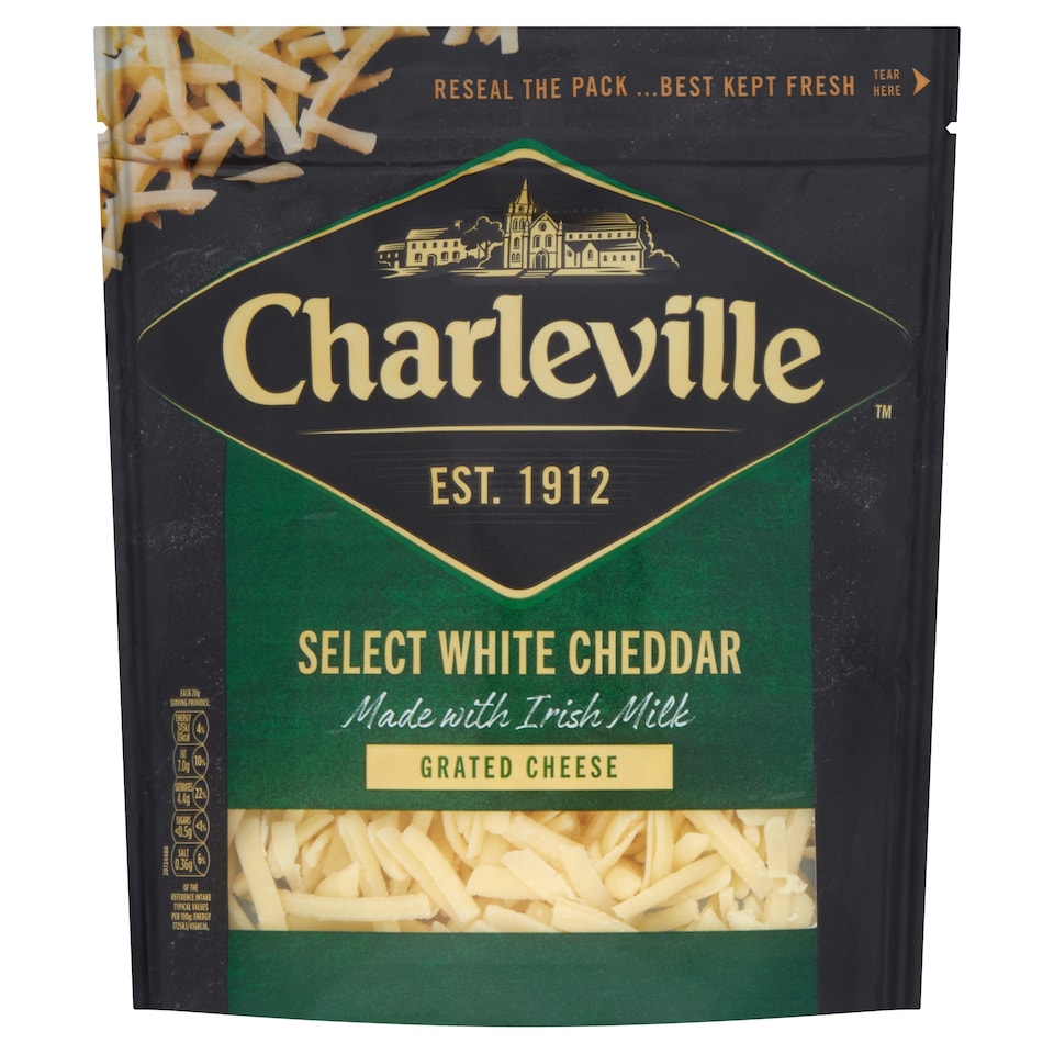 Charleville Select White Grated Cheddar 180G