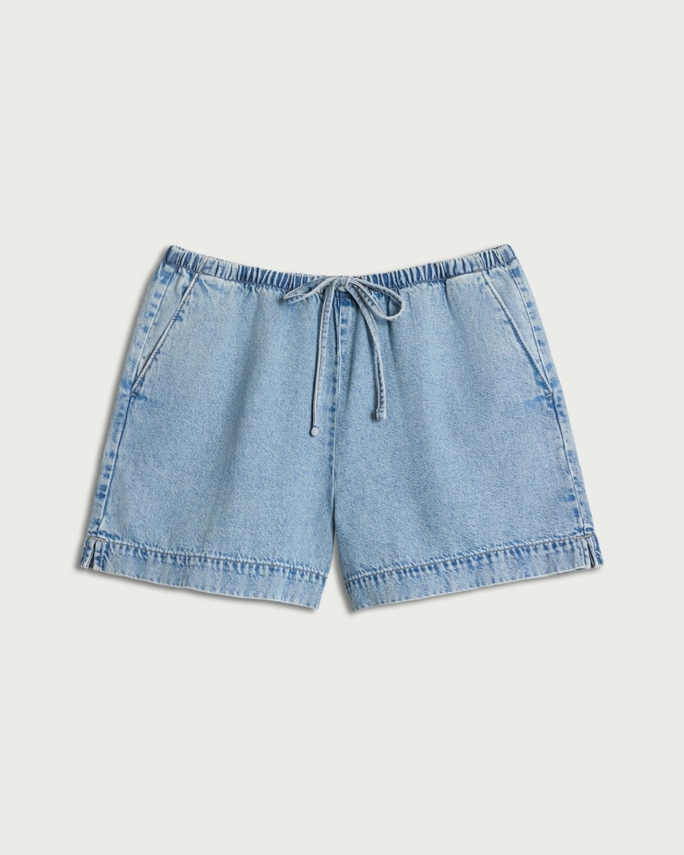 image 1 of F&F Cotton Rich Drawstring Shorts in Navy