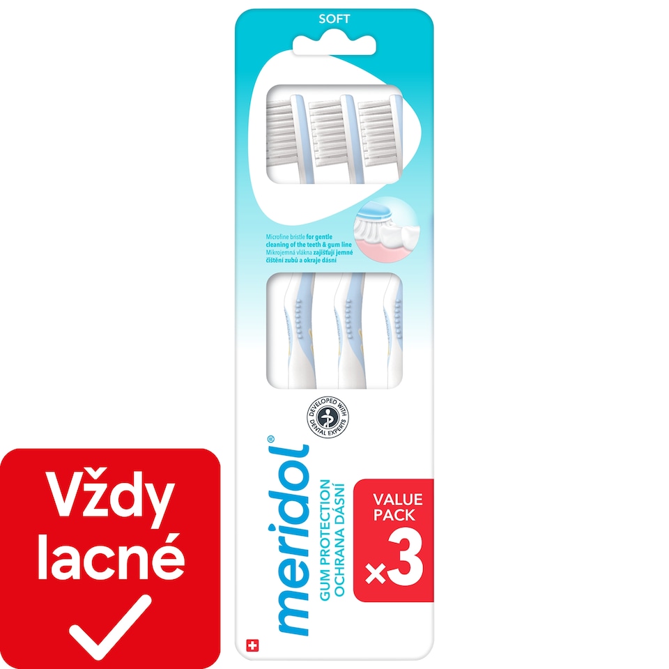 obrázok 1 z meridol® ochrana ďasien zubná kefka- mäkká 3ks