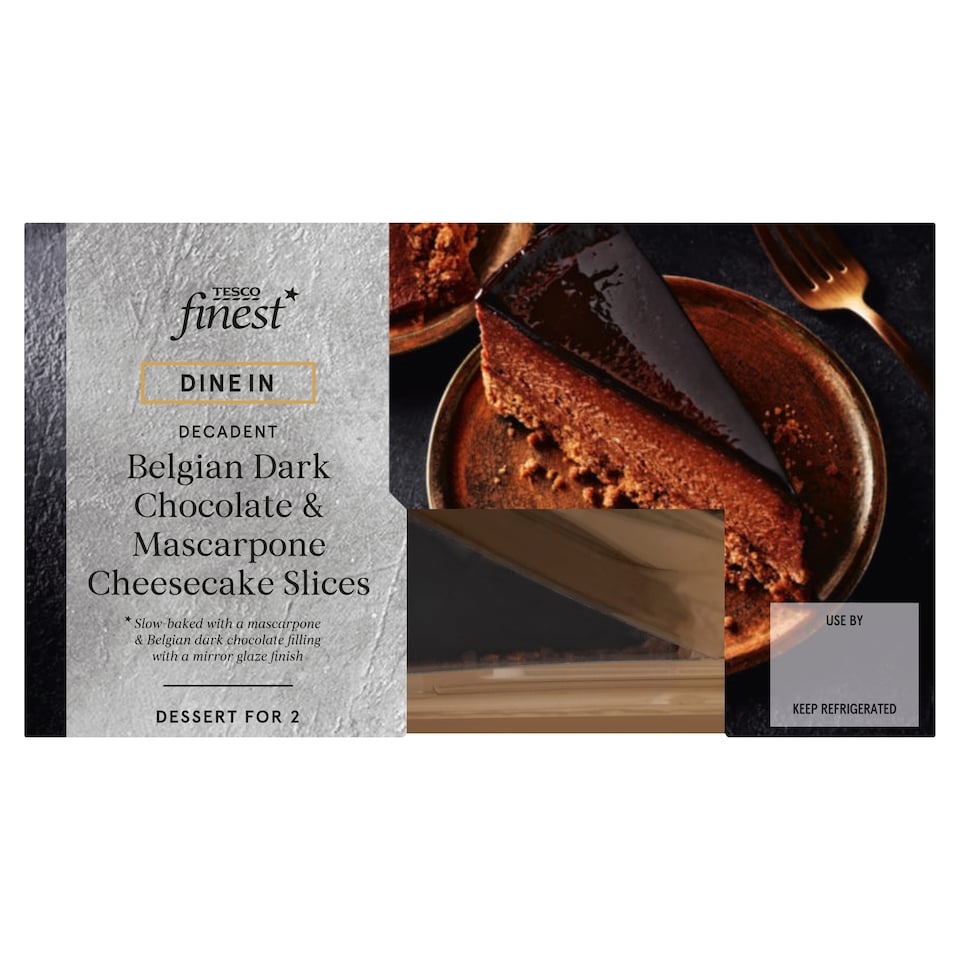 Tesco Finest Dark Chocolate Mirror Glaze Cheesecake Slices 180g