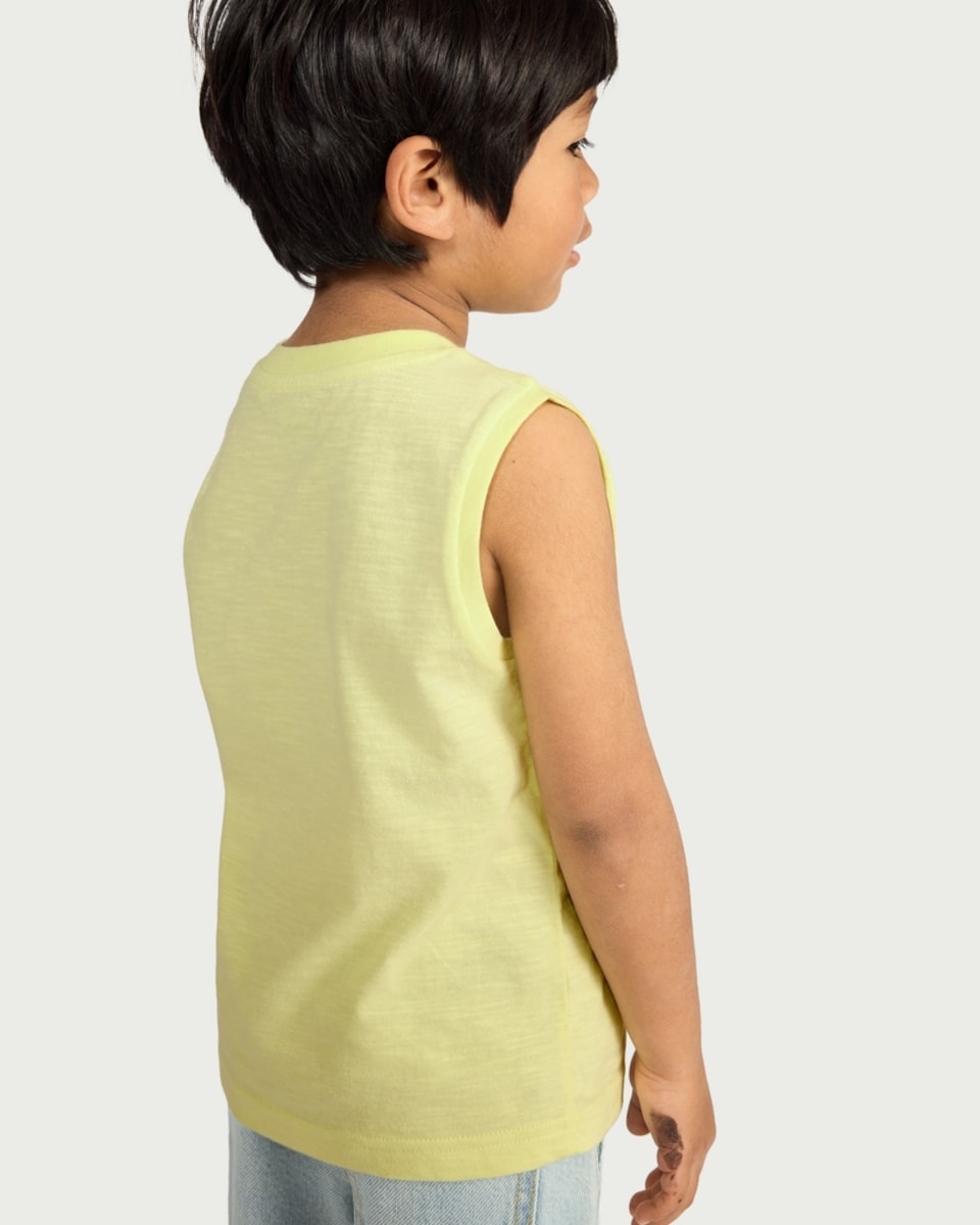 image 1 of F&F Boys Pure Cotton Vest in Lime