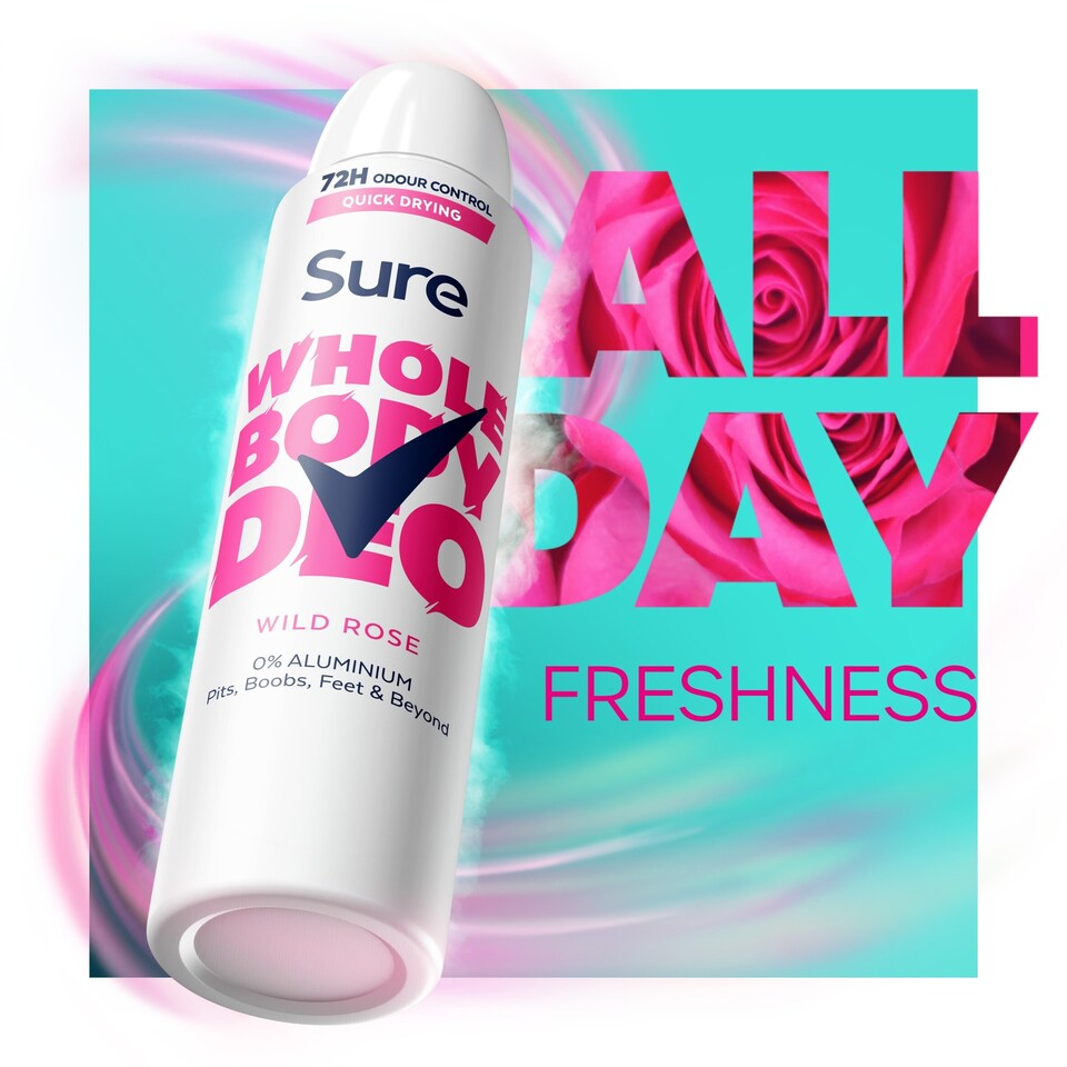 image 1 of Sure Women Wild Rose Whole Body Deodorant Spray 72h Odour Control 150ml