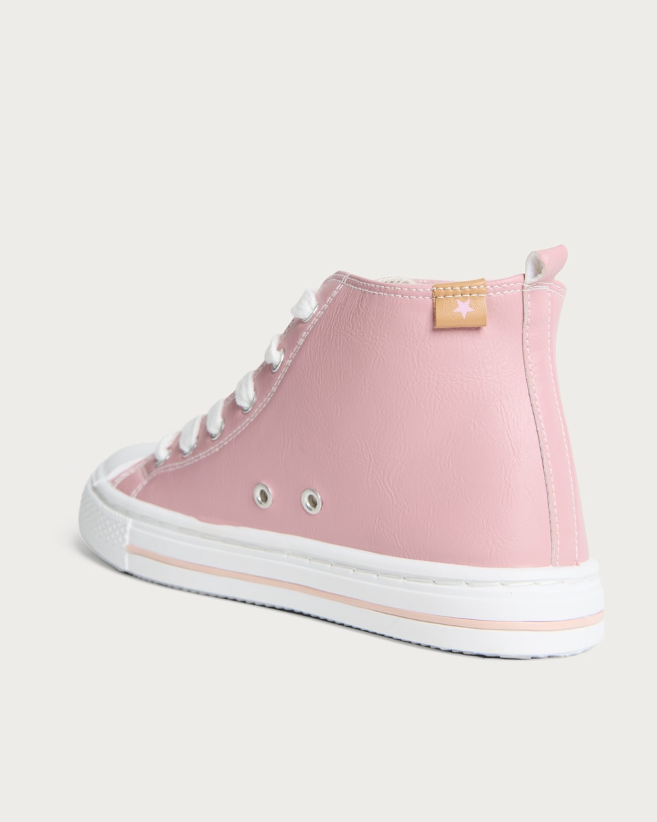 image 1 of F&F Girls High Top Lace Up Trainers in Pink