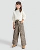 image 1 of F&F Girls Pure Cotton Leopard Print Wide Leg Jeans in Multi Brown