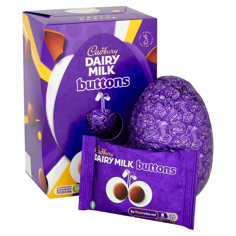 image 1 of Cadbury Dairy Milk Giant Buttons Chocolate Easter Egg 195g