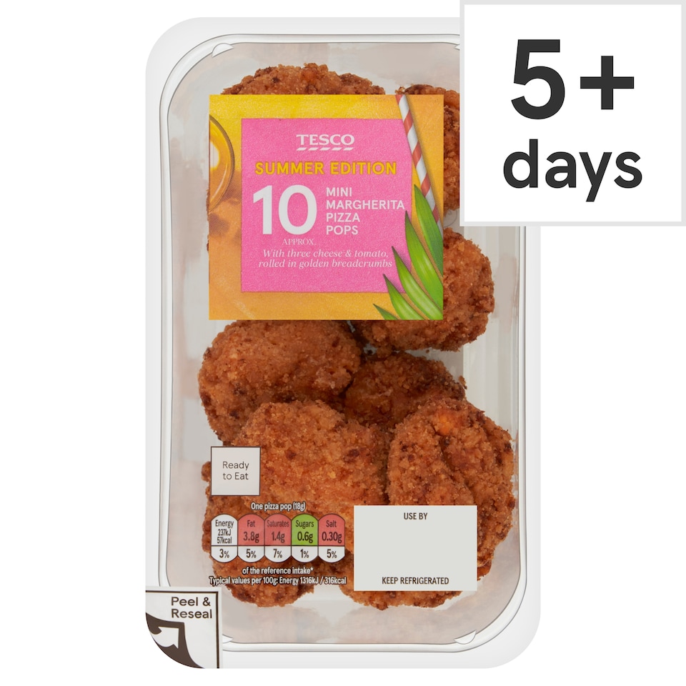 Tesco 10 Mini Margherita Pizza Pops 180g
