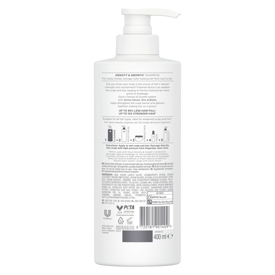 image 1 of Dove Scalp Hair Therapy Density & Growth Shampoo 400ml