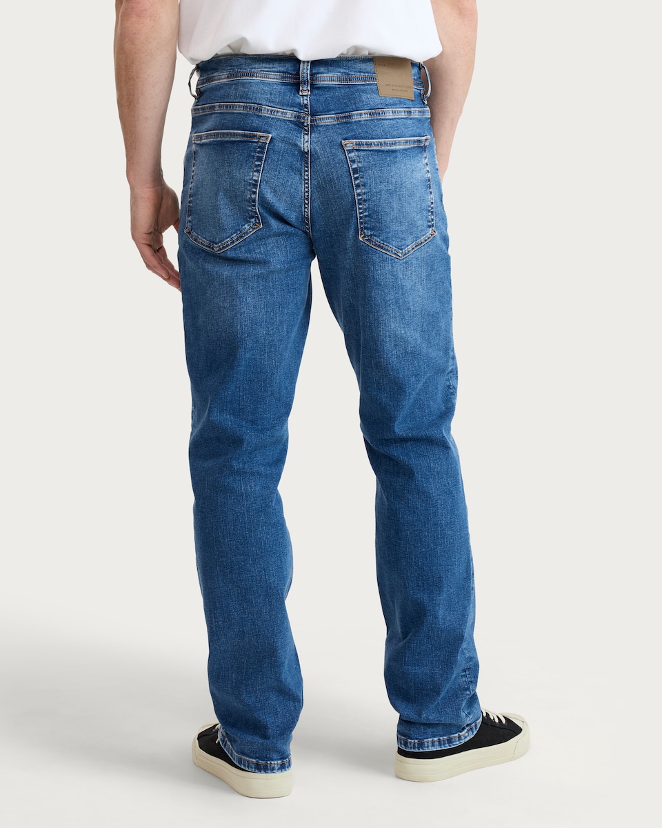 image 1 of F&F FREEF!T® Straight Leg Cotton Rich Jeans in Blue
