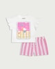 image 4 of F&F Girls 2-Piece Pure Cotton T-Shirt and Striped Shorts Set in Multi Pink