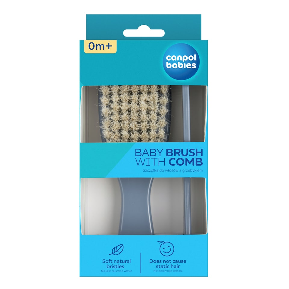Canpol babies Comb and brush natural soft GOLD blue