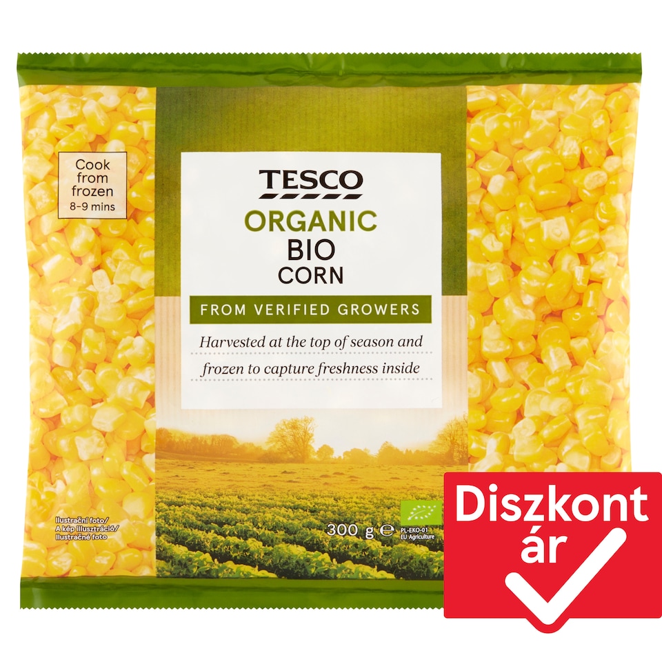Tesco BIO gyorsfagyasztott morzsolt csemegekukorica 300 g