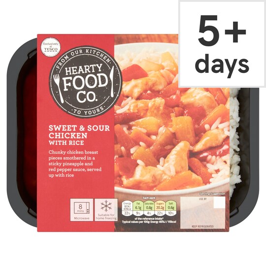 Hearty Food Company Sweet & Sour Chicken With Rice 400G Tesco Groceries
