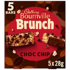 Cadbury Brunch Bournville Dark Chocolate Chip Wholegrain Cereal Bars 5 x 28g