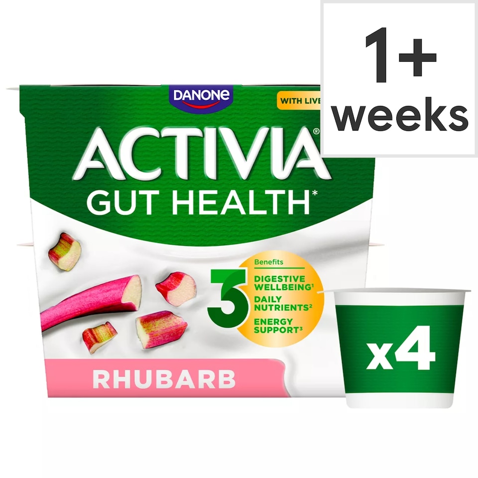 image 1 of Activia Rhubarb Gut Health Yoghurt Multipack 4x115g