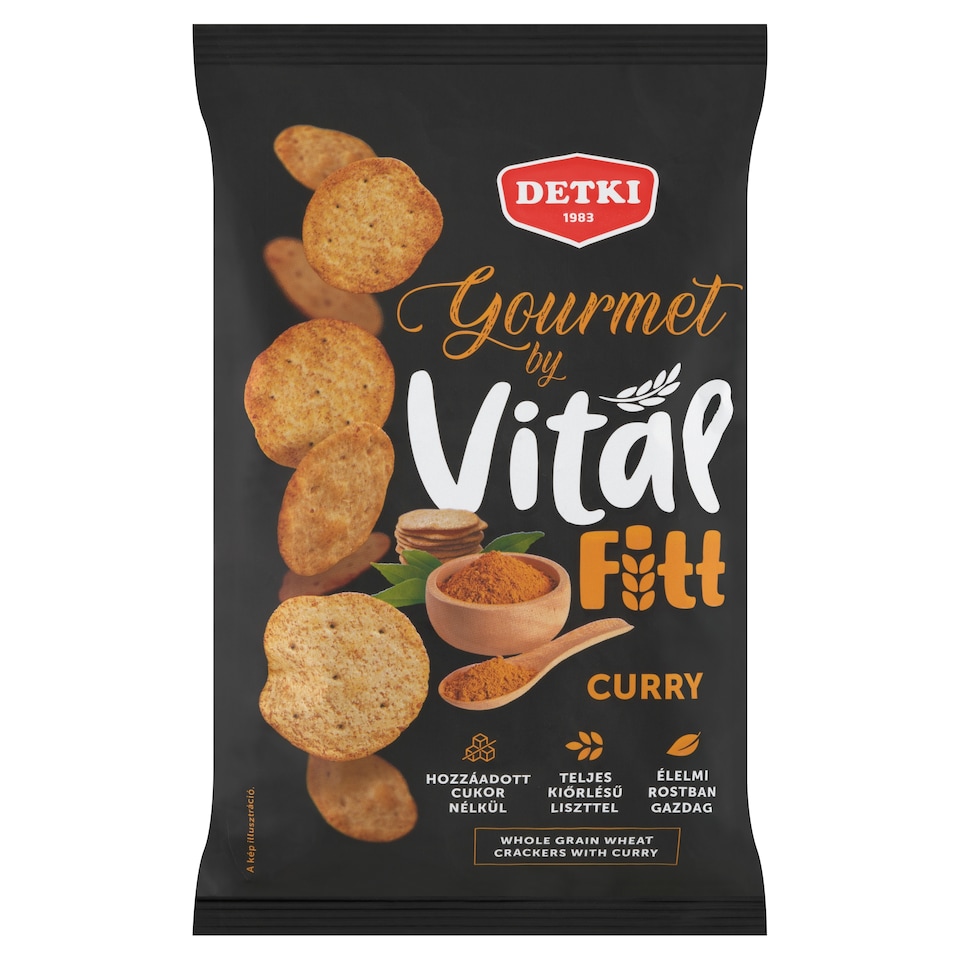Detki Gourmet by Vital Fitt teljes kiőrlésű kréker curry fűszerkeverékkel 100 g  1. kép