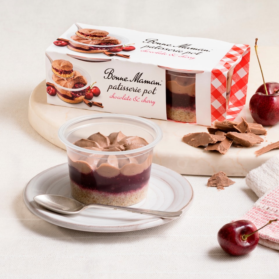 image 1 of Bonne Maman Cherry and Chocolate Patisserie Pot 2 x 90g