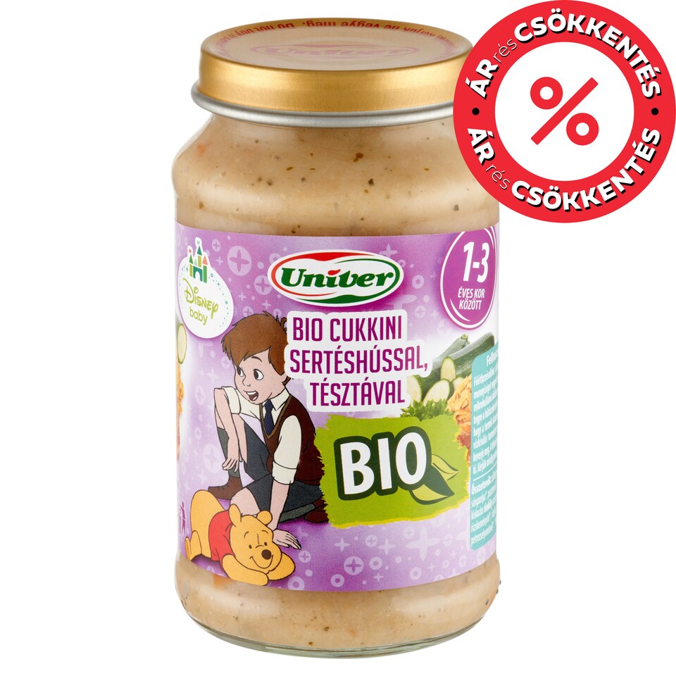 Univer bio cukkini sertéshússal tésztával bébiétel 12 hónapos kortól 220 g