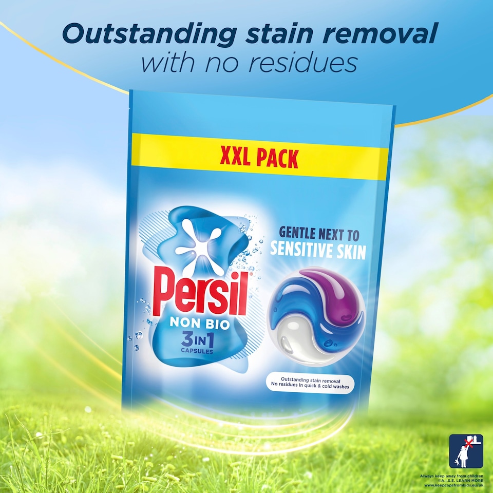 image 1 of Persil Non Bio 3 in 1 Sensitive Laundry Washing Detergent Capsules 58 washes 1223g